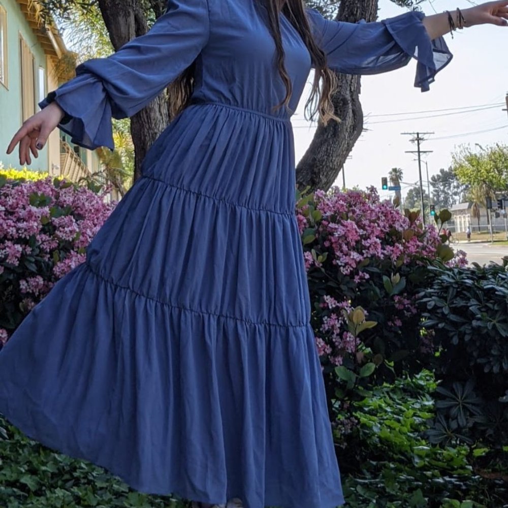 long Renaissance blue dress